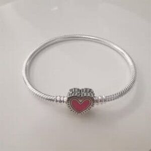 Keith Haring Inspired Graphic Art "Heart" Bracelet Sterling Silver 8"